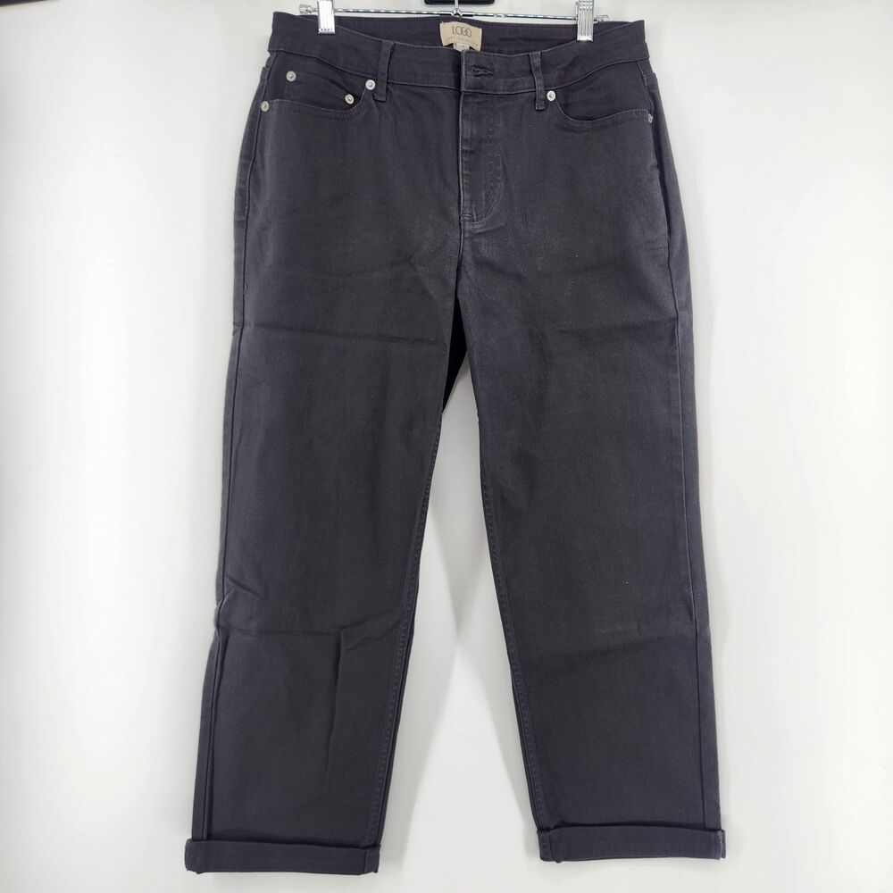 LOGO‎ by Lori Goldstein Size 8 Black Denim Boyfriend Jeans NWOT
